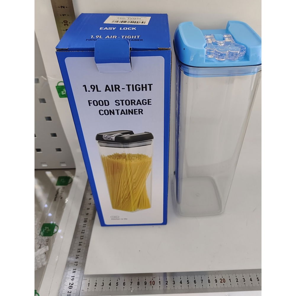 Cutie de depozitare alimente, 1.9l, capac albastru, din pp+pet, inchidere ermetica, 10 x 10 x 30.5 cm, transparent [7]