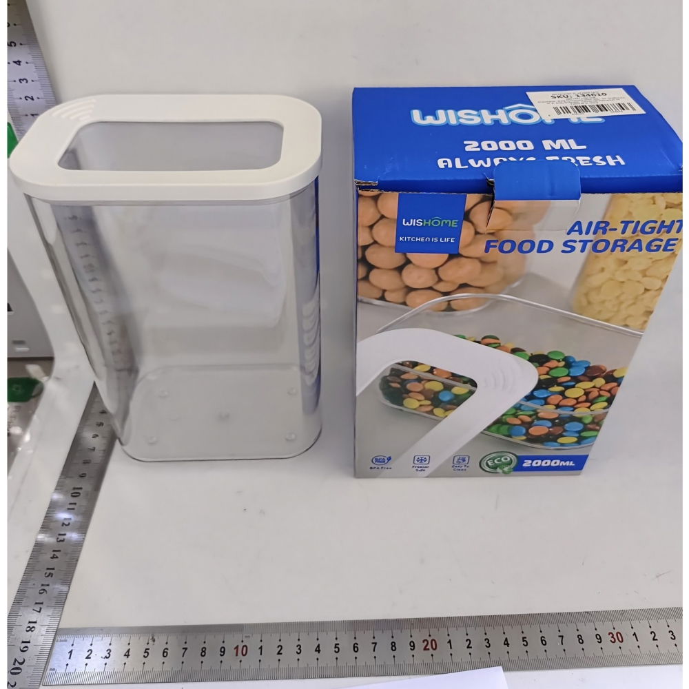 Cutie de depozitare alimente, 2l, capac alb, din abs+silicon, 14.5 x 9 x 22.2 cm, transparent [6]