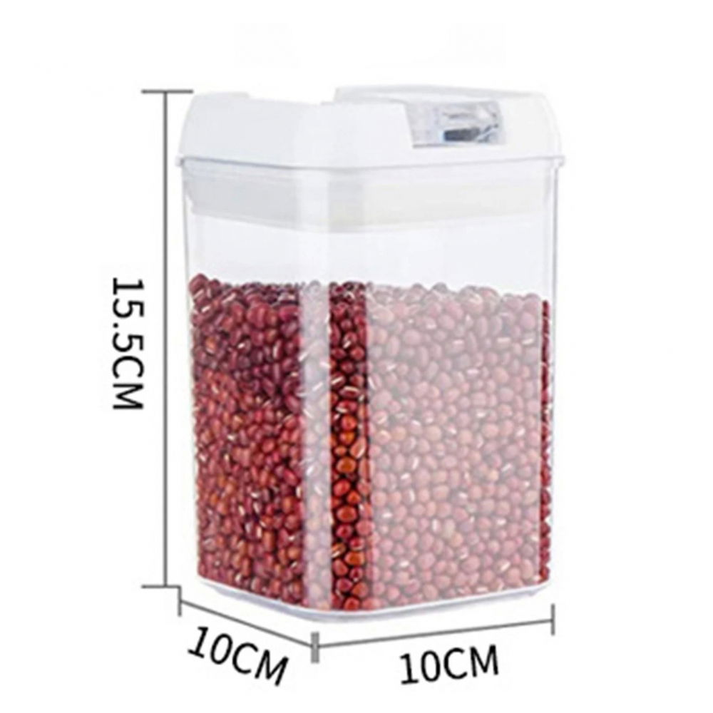 Cutie de depozitare alimente, cutie de depozitare tip container pentru bucatarie, cu capac, inchidere ermetica, cutie pentru cereale, 15.5 x 10 x 10 cm, volum 0.8 l, alb [2]