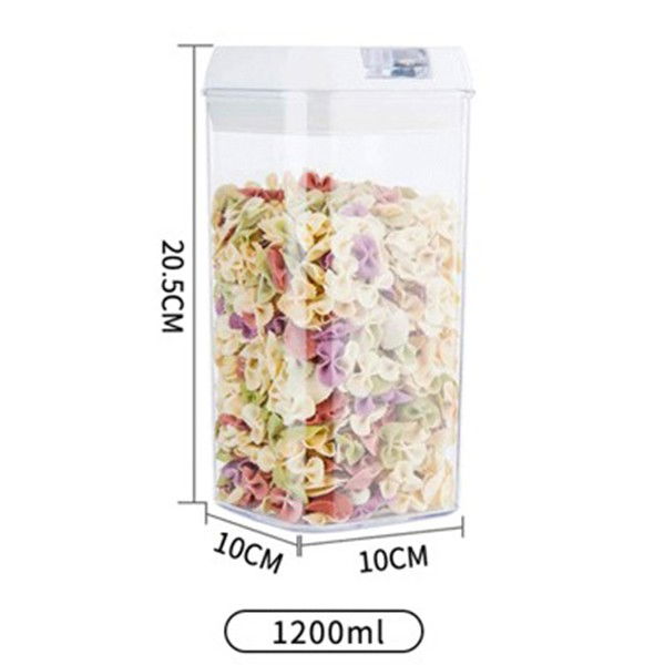 Cutie de depozitare alimente, cutie de depozitare tip container pentru bucatarie, cu capac, inchidere ermetica, cutie pentru cereale, 20.5 x 10 x 10 cm, volum 1.2 l, alb [2]
