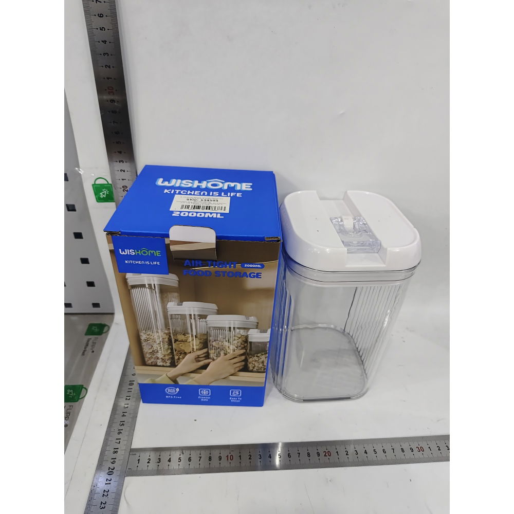 Cutie de depozitare alimente, cutie pentru bucatarie, cutie pentru condimente, din pet abs silicon, 12.5 x 12.5 x 21.5 cm, 534 g, 2l, transparent alb [2]