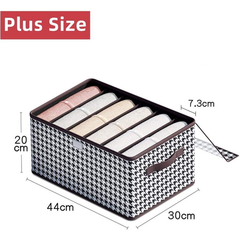 Cutie de depozitare, pentru haine, lenjerie, sosete si sutiene, material textil, 6 compartimente, 44x30x20 cm, culoare alb-negru [10]