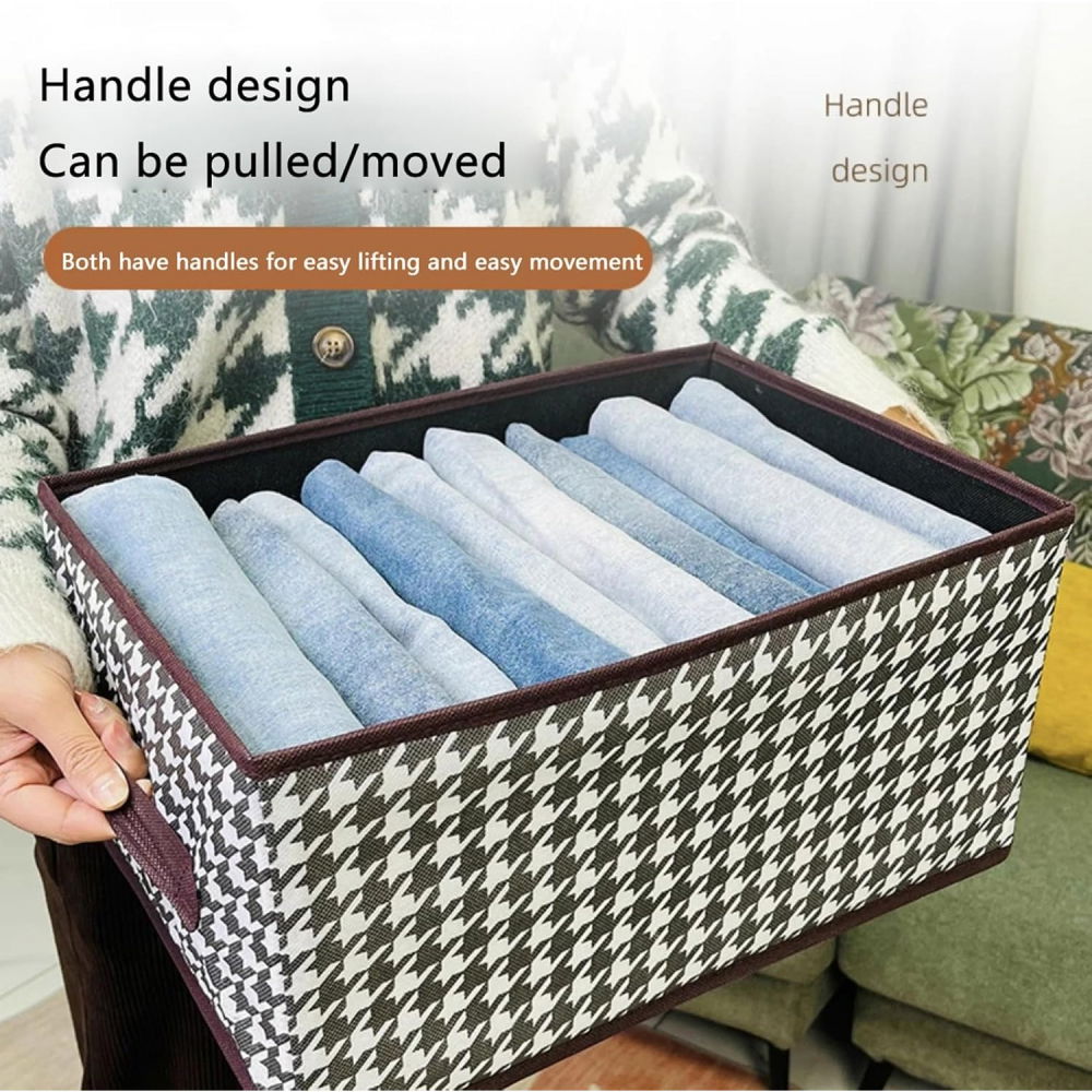 Cutie de depozitare, pentru haine, lenjerie, sosete si sutiene, material textil, 7 compartimente, 44x30x20 cm, culoare alb-negru [3]