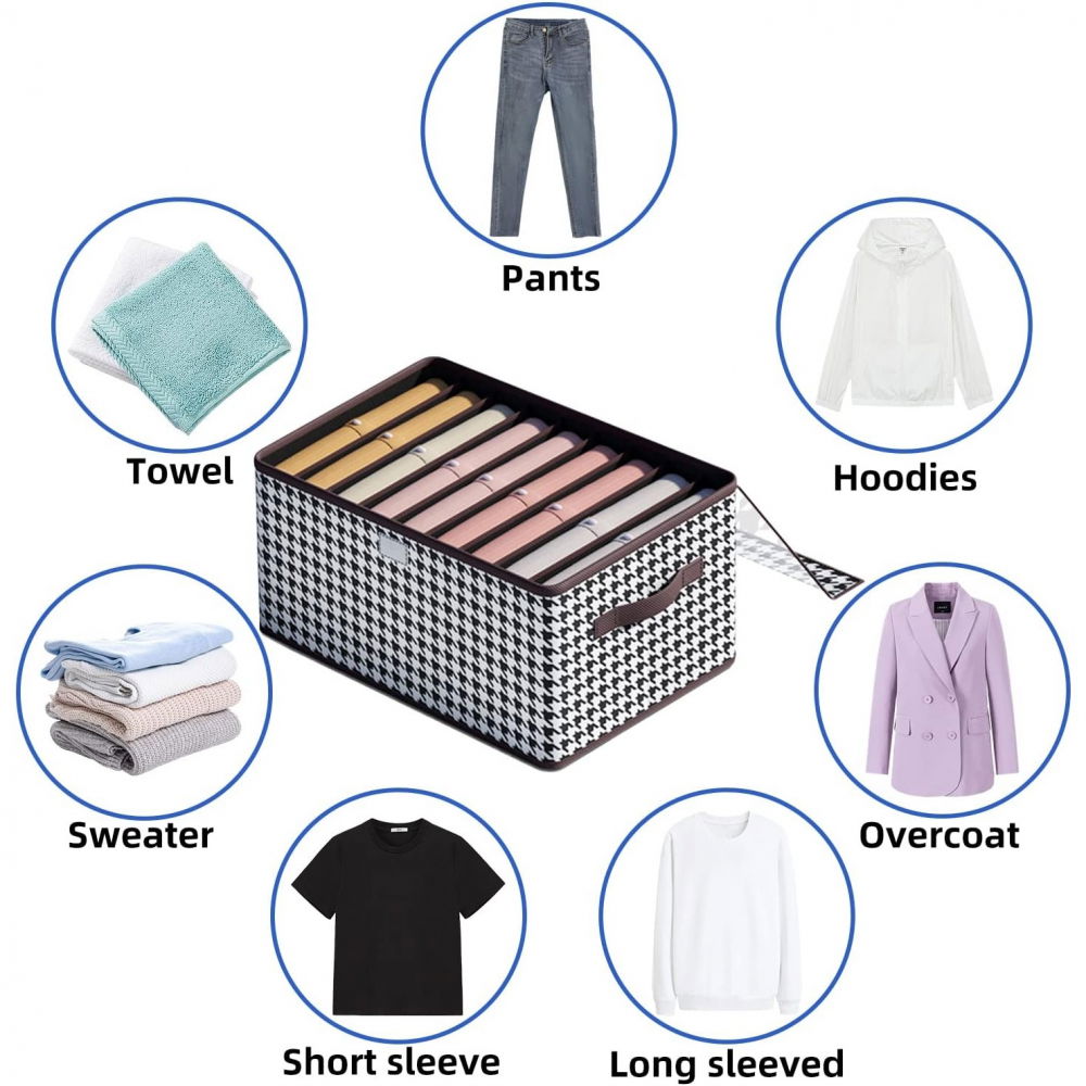 Cutie de depozitare, pentru haine, lenjerie, sosete si sutiene, material textil, 9 compartimente, 44x30x20 cm, culoare alb-negru [3]