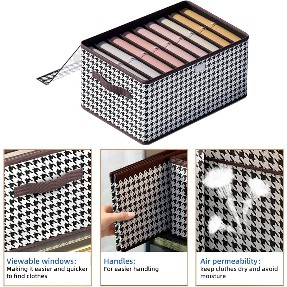 Cutie de depozitare, pentru haine, lenjerie, sosete si sutiene, material textil, 9 compartimente, 44x30x20 cm, culoare alb-negru [5]