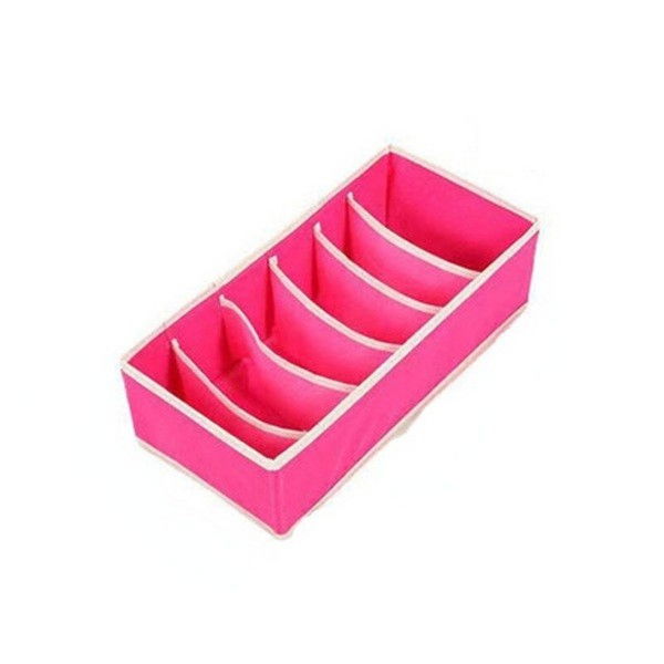 Cutie de depozitare, pentru lenjerie, sosete si sutiene, material textil, 6 compartimente, 32 x 16 x 10 cm, culoare roz [1]