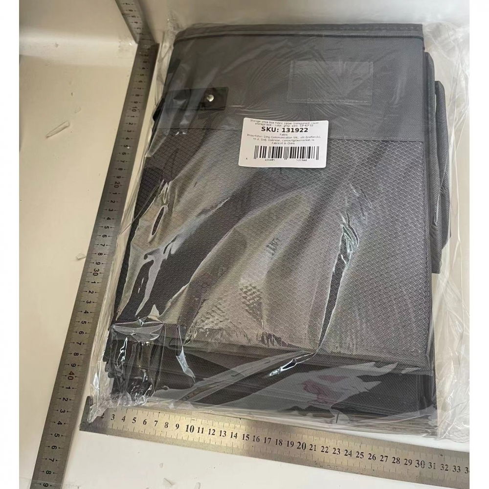 Cutie de depozitare pentru pantofi, flippy, 53x42x33 cm, cu capac transparent si fermoar, din panza oxford, pliabila, gri [2]