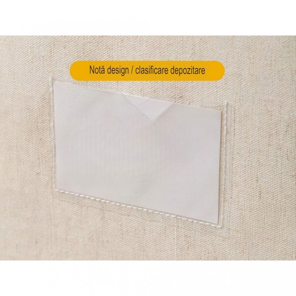Cutie de depozitare pliabila, cu fereastra si fermoar dublu, 66 l, textil premium, 50x40x33 cm, cadru metalic, impermeabila, bej [6]