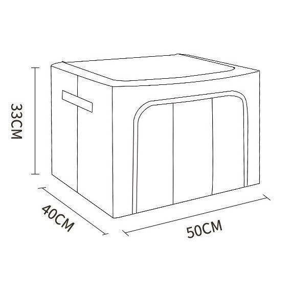 Cutie de depozitare pliabila, cu fereastra si fermoar dublu, 66 l, textil premium, 50x40x33 cm, cadru metalic, impermeabila, maro [5]