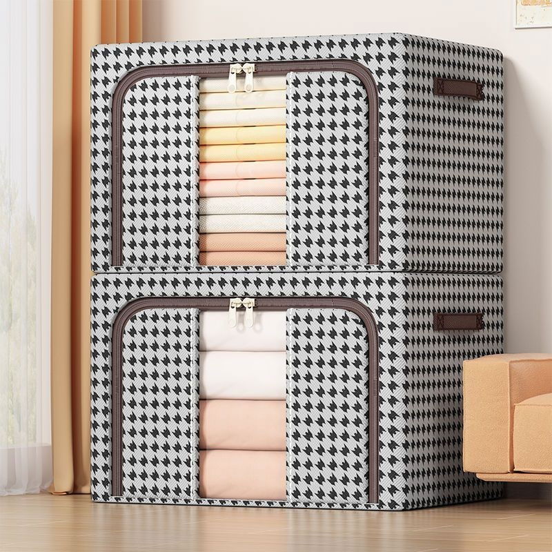 Cutie de depozitare pliabila, cu fermoar bidirectional, 100 l, textil, 60x42x40 cm, cadru metalic, o fereastra, suport baza stabil din plastic, design zebra, alb negru [10]