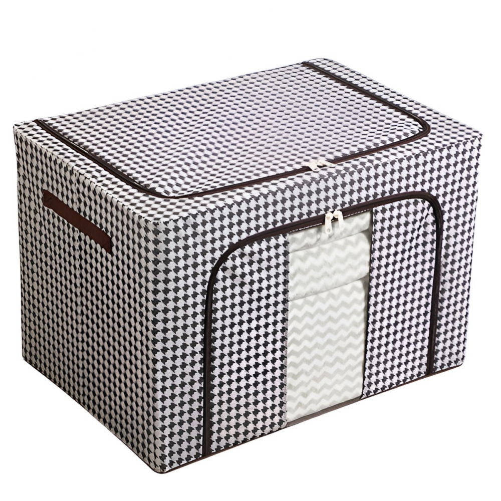 Cutie de depozitare pliabila, cu fermoar bidirectional, 24 l, textil, 40x30x20 cm, cadru metalic, o fereastra, suport baza stabil din plastic, design zebra, alb negru [1]