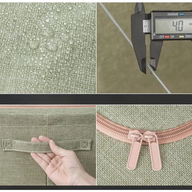 Cutie de depozitare pliabila, cu fermoar bidirectional, 66 l, textil, 50x40x33 cm, cadru metalic, o fereastra, suport baza stabil din plastic, verde [3]