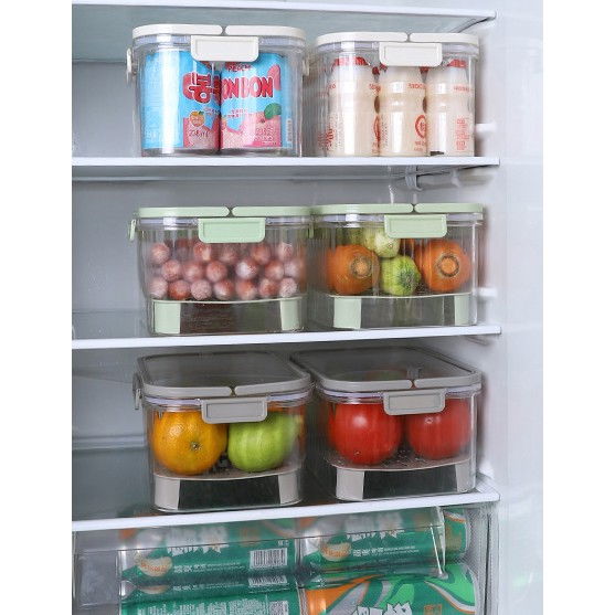 Cutie de depozitare portabila, cu separator pentru gheata si scurgere, mentine rece, caserola pranz, 25x16.5x11.5 cm, crem/transparent [10]