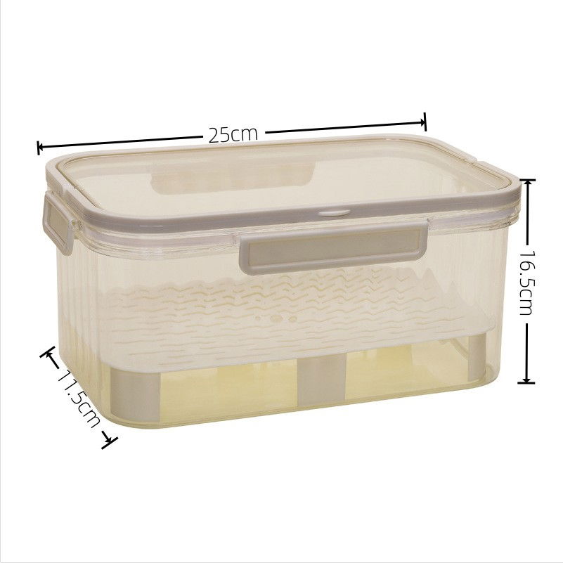 Cutie de depozitare portabila, cu separator pentru gheata si scurgere, mentine rece, caserola pranz, 25x16.5x11.5 cm, gri/transparent [7]