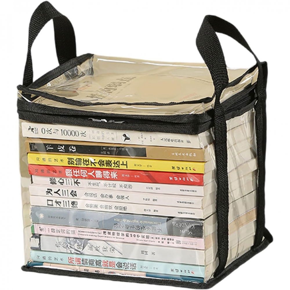 Cutie de depozitare tip cos  din pvc + textil, rezistenta la apa, geanta pentru carti, 23x17x28 cm, transparent-negru [1]