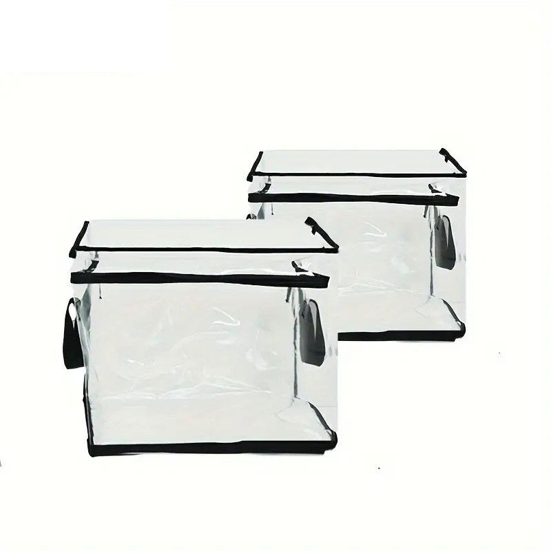 Cutie de depozitare tip cos, din pvc + textil, rezistenta la apa, geanta pentru carti, 32x24x25 cm, transparent-negru [5]