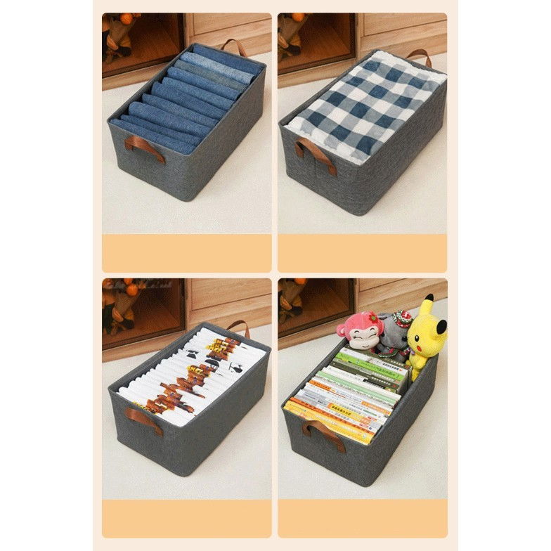 Cutie de depozitare tip cos, material textil, pliabila, 47x30x25 cm, 35 l, cadru metalic, cu manere, gri [5]