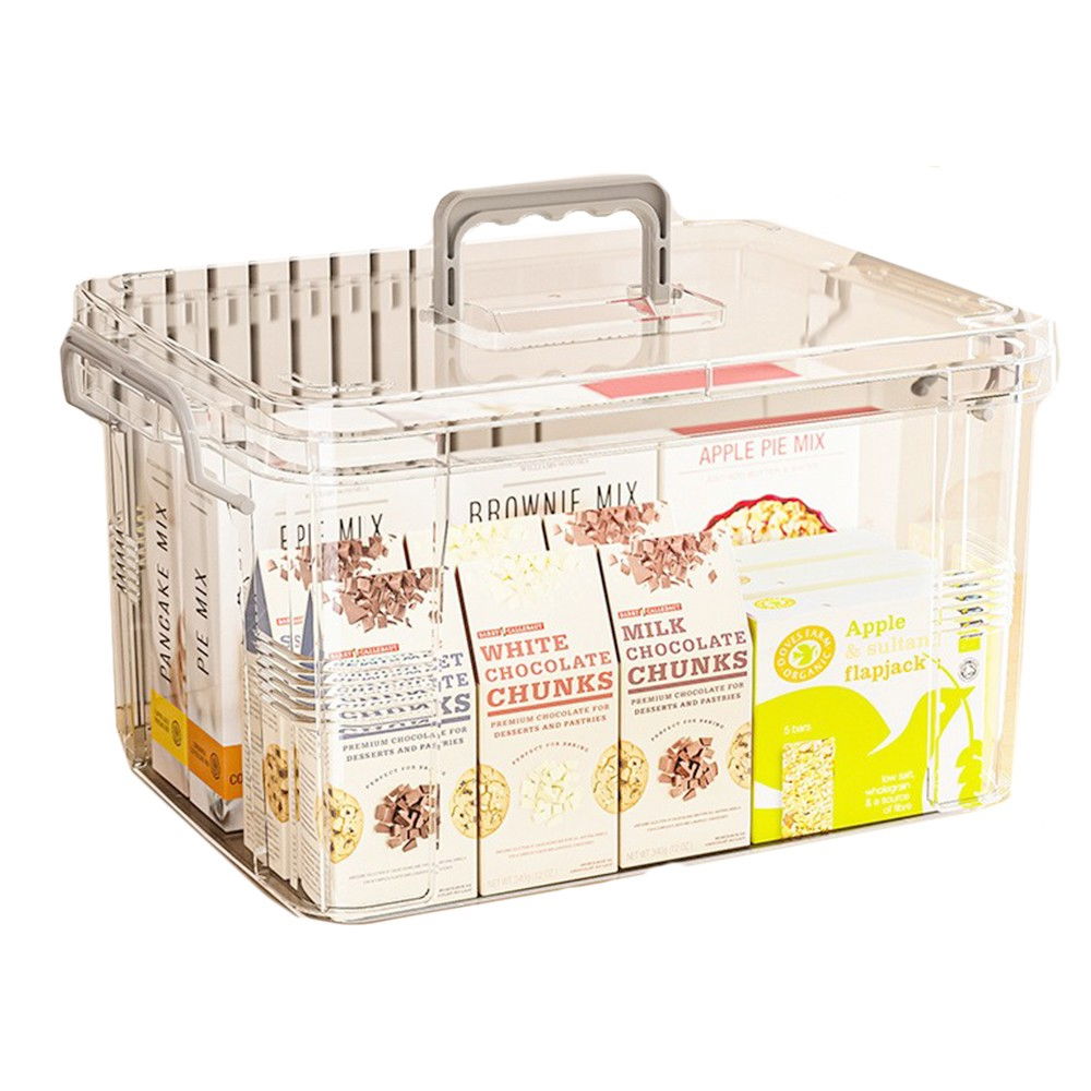 Cutie de depozitare, tip valiza, pentru alimente, jucarii, accesorii, transparenta, marime m, 31.5x23x19 cm [1]