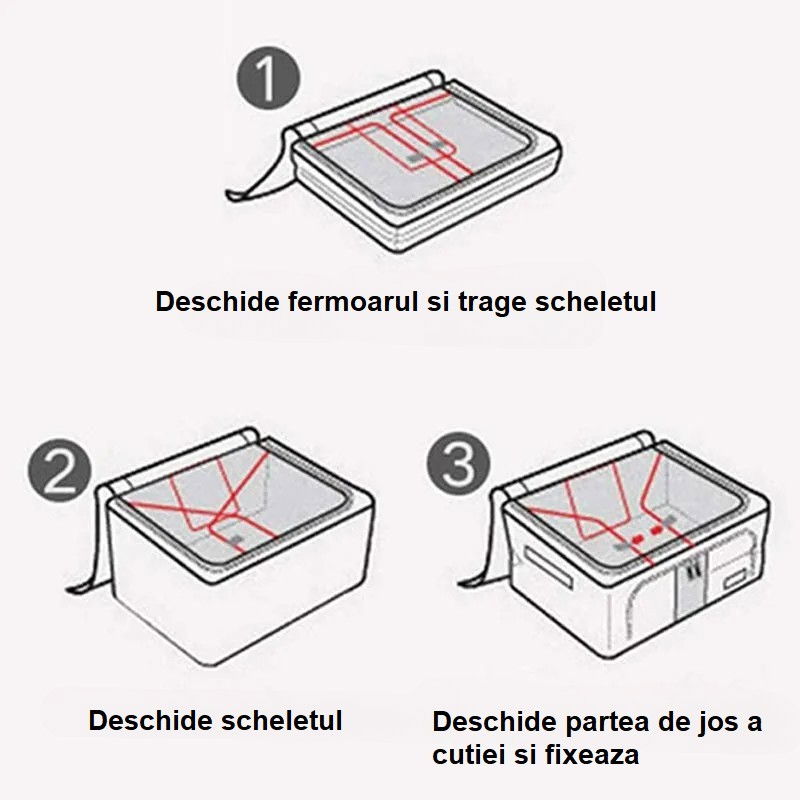 Cutie depozitare, 66l, din material textil, 50 x 40 x 33 cm, pentru haine si lenjerii, model bambus, verde [6]