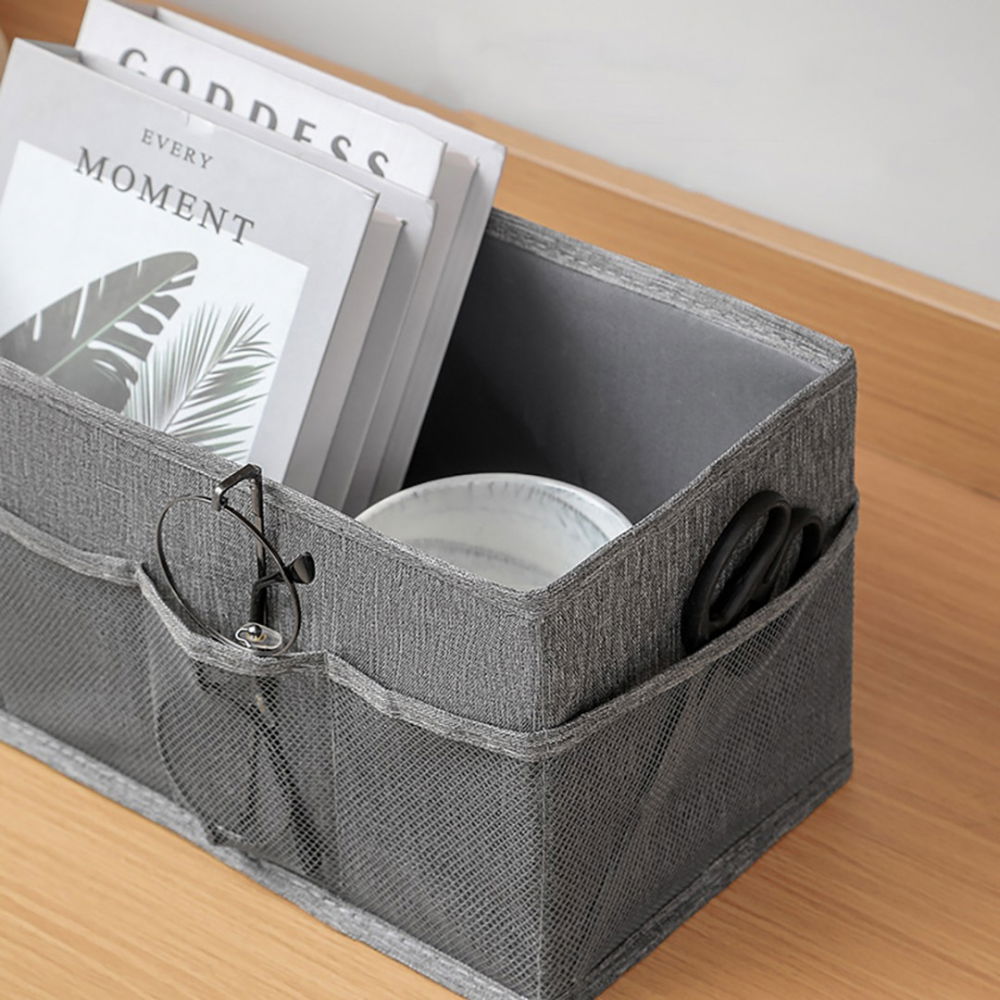 Cutie depozitare cu cadru metalic, pentru bucatarie, snacksuri, pliabila din poliester oxford, 30 x 15 x 15 cm gri [4]