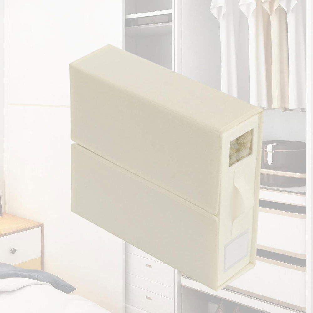 Cutie depozitare lenjerii de pat, pliabila, capacitate 18l, 38x33x12 cm, din panza oxford cu pp incorporat, fereastra vizibila, alb ivoir [6]