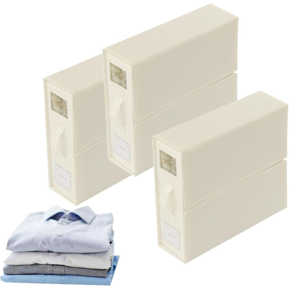 Cutie depozitare lenjerii de pat, pliabila, capacitate 18l, 38x33x12 cm, din panza oxford cu pp incorporat, fereastra vizibila, alb ivoir [5]