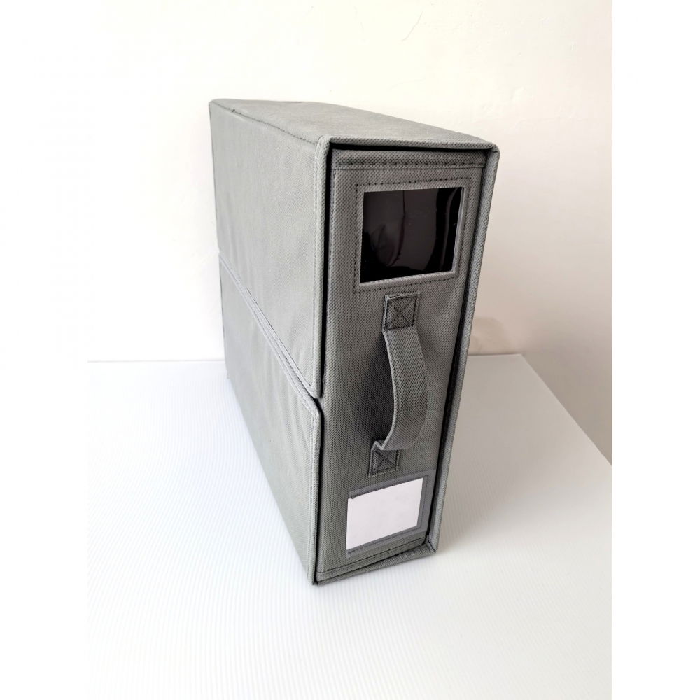 Cutie depozitare lenjerii de pat, pliabila, capacitate 18l, 38x33x12 cm, din panza oxford cu pp incorporat, fereastra vizibila, gri [4]