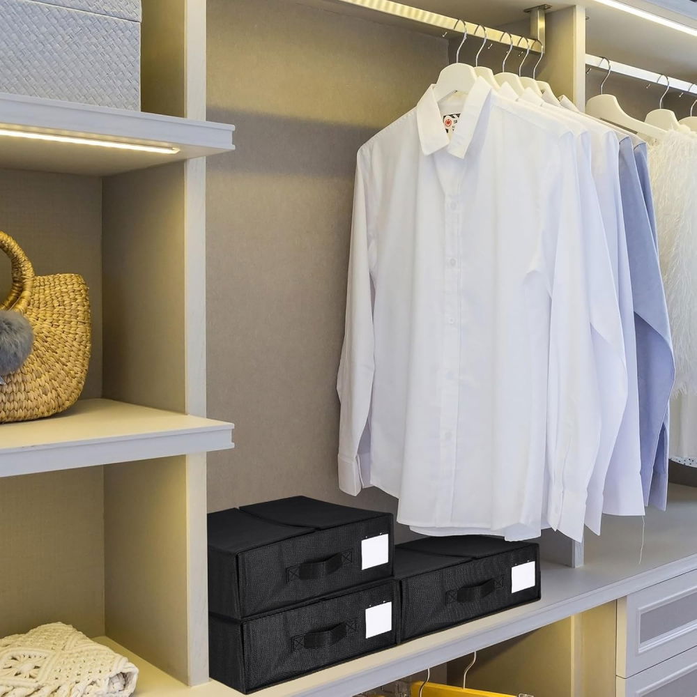 Cutie depozitare lenjerii de pat, pliabila, capacitate 18l, 38x33x12 cm, din panza oxford cu pp incorporat, fereastra vizibila, negru [5]