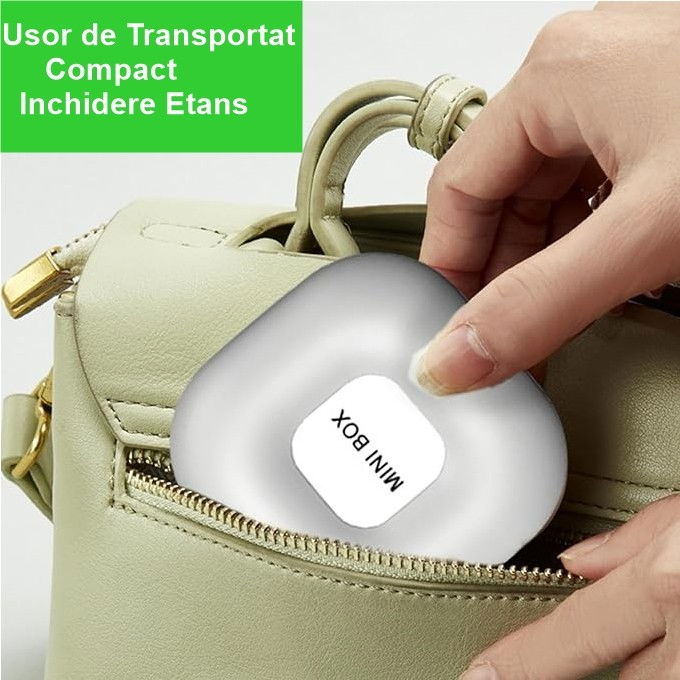 Cutie depozitare medicamente, 4 compartimente, inchidere etans, portabila, patrat, alb/gri, pp, 7.6x2.9x7.8 cm [2]