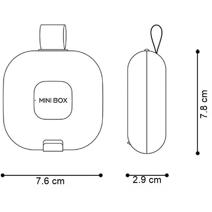 Cutie depozitare medicamente, 4 compartimente, inchidere etans, portabila, patrat, alb/negru, pp, 7.6x2.9x7.8 cm [3]