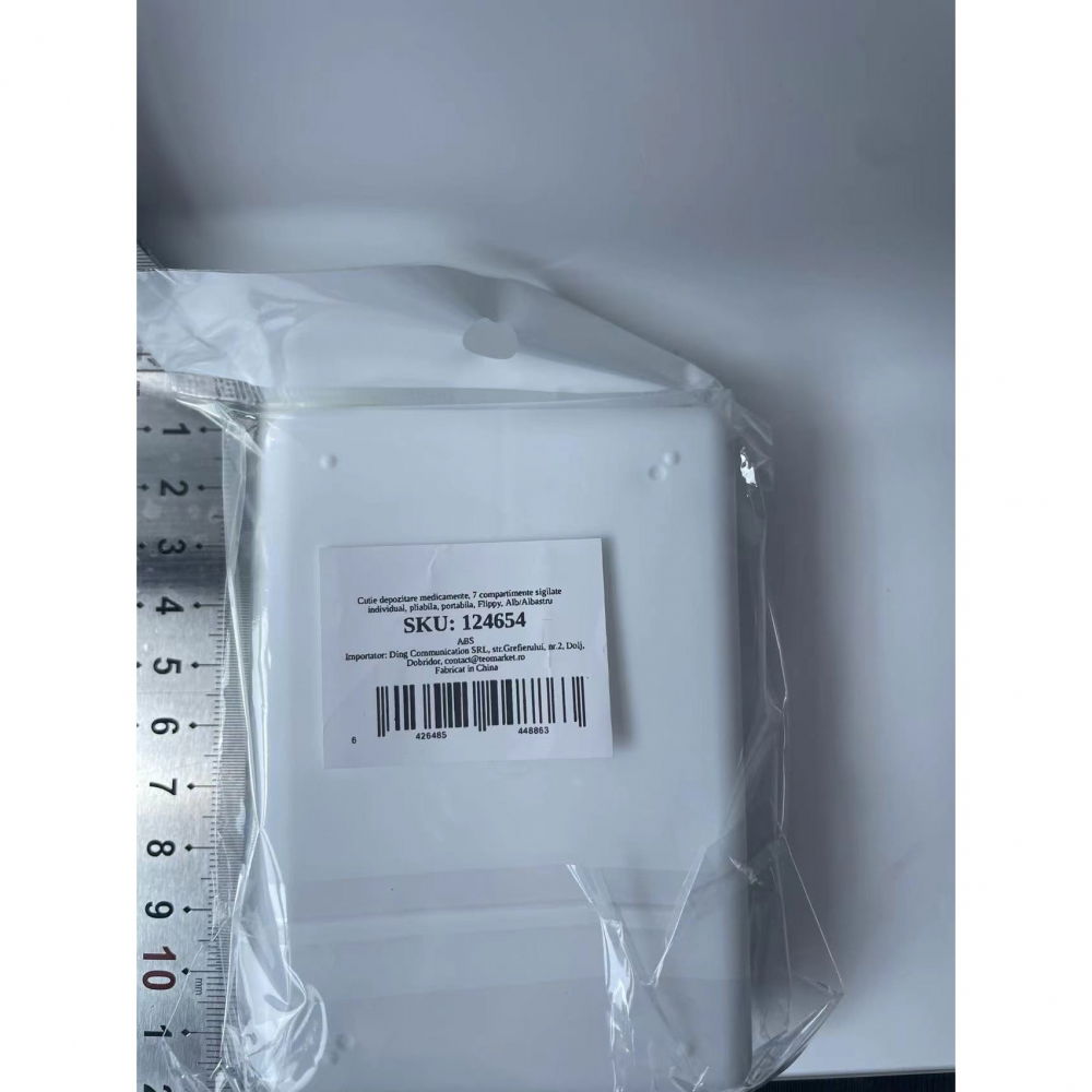 Cutie depozitare medicamente, 7 compartimente sigilate individual, pliabila, portabila, alb/albastru [5]