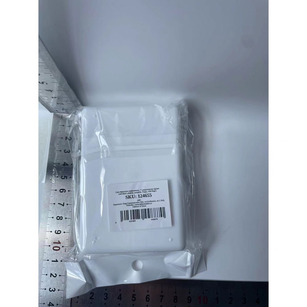 Cutie depozitare medicamente, 7 compartimente sigilate individual, pliabila, portabila, alb/negru [5]