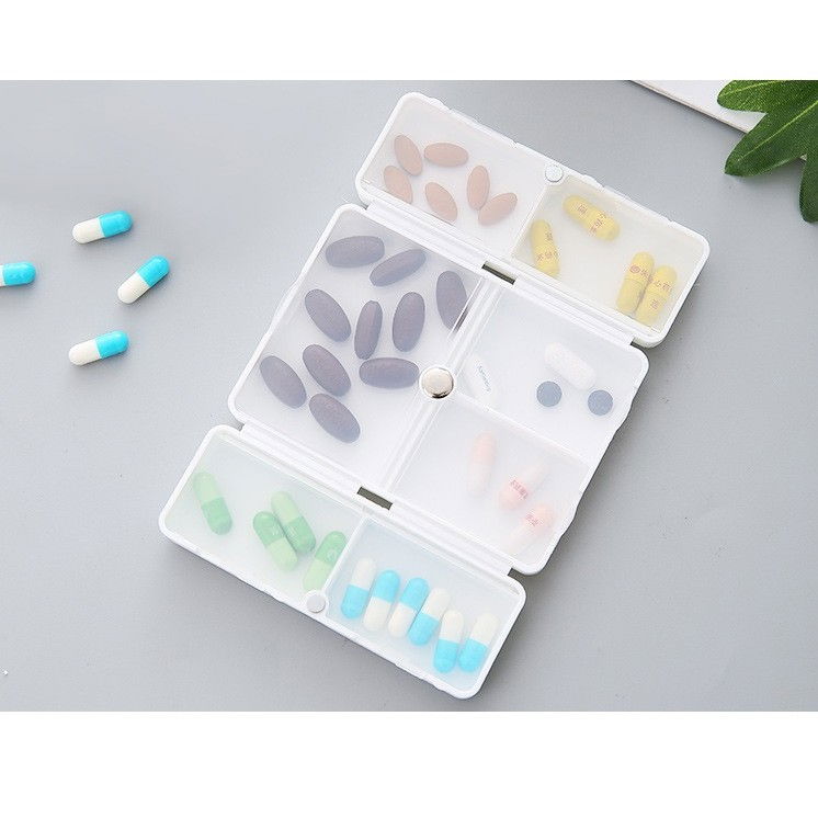 Cutie depozitare medicamente, 7 compartimente sigilate individual, pliabila, portabila, alb/negru [3]