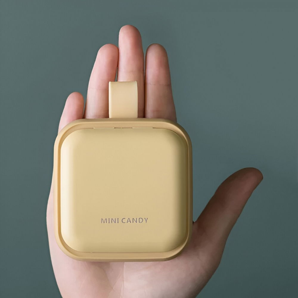 Cutie depozitare medicamente mini, 4 compartimente, inchidere etans, portabila, patrat, galben, pp, 7.5x7.5x3 cm [5]