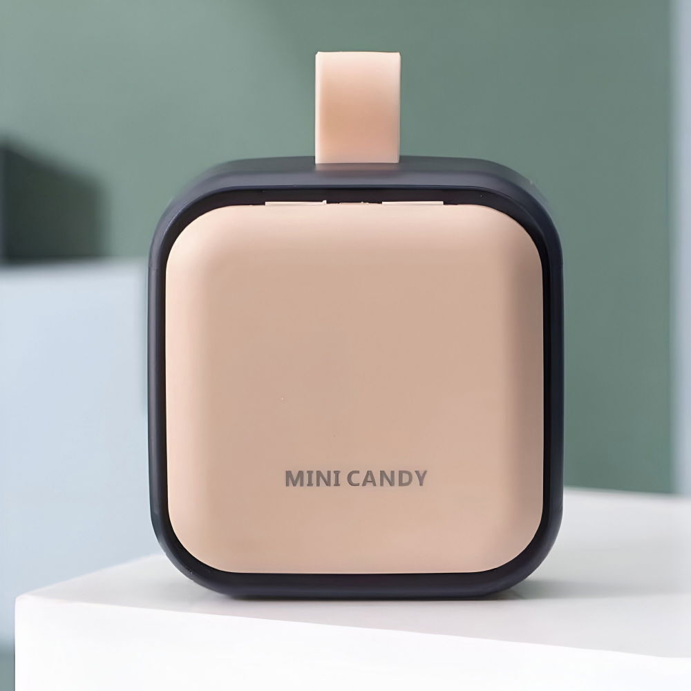 Cutie depozitare medicamente mini, 4 compartimente, inchidere etans, portabila, patrat, roz-negru, pp, 7.5x7.5x3 cm [3]