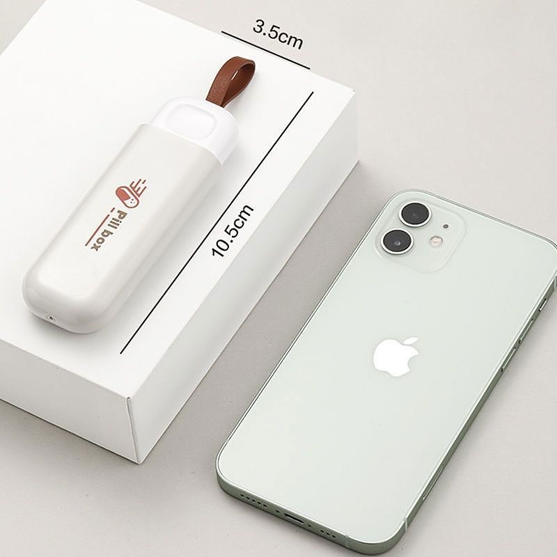 Cutie depozitare medicamente, portabila, 3 compartimente, tip breloc, plastic, glisanta, alb, 10.7x3.6x1.6 cm [4]