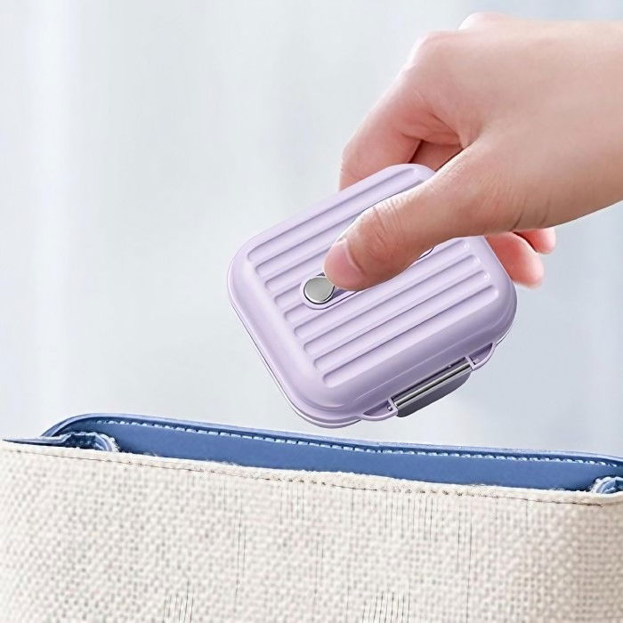 Cutie medicamente, mov, 7 compartimente, portabila si compacta, 7.8x7.2x3.5 cm, ideala pentru uzul cotidian [3]