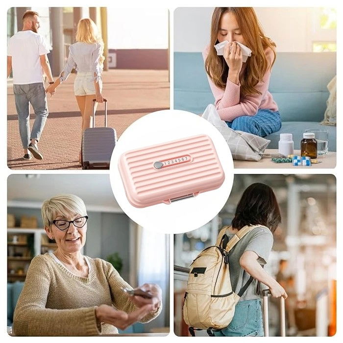 Cutie medicamente, roz, 7 compartimente, portabila si compacta, 11x7.2x3.5 cm, ideala pentru uzul cotidian [4]