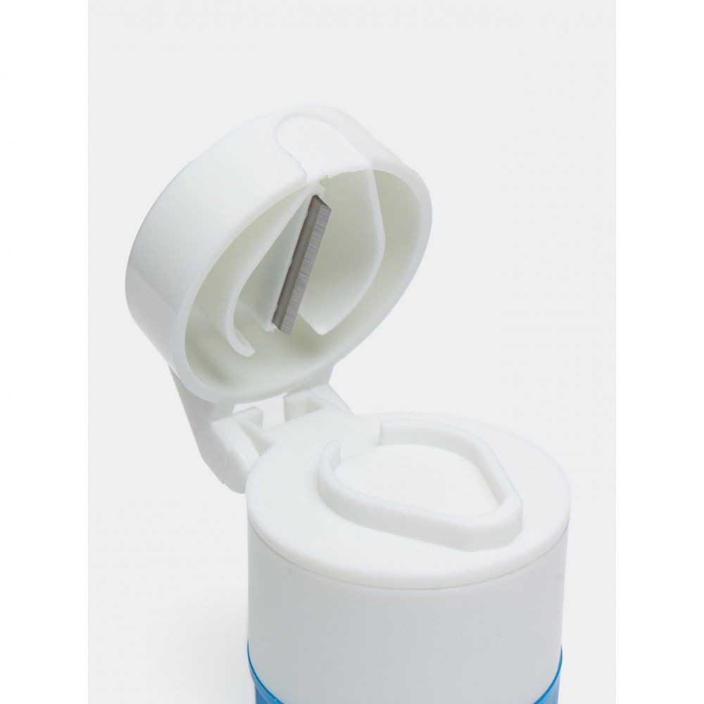 Cutie pastile multifunctionala, 4 in 1, pahar apa, taiere, sfaramare, depozitare, compact, abs cu lama din inox, alb/albastru, 8.7x6.2x4.1 cm [5]