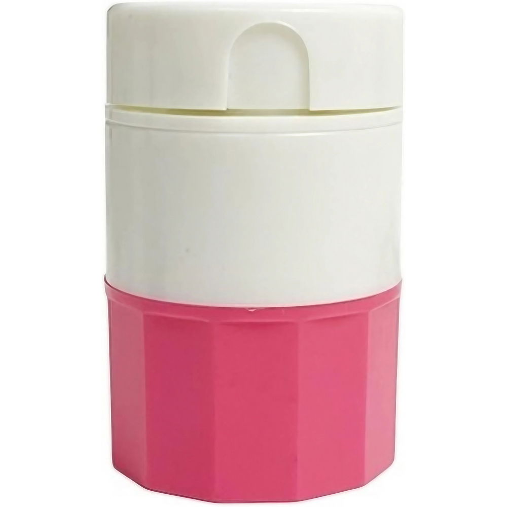 Cutie pastile multifunctionala, 4 in 1, pahar apa, taiere, sfaramare, depozitare, compact, abs cu lama din inox, alb/roz, 8.7x6.2x4.1 cm [1]