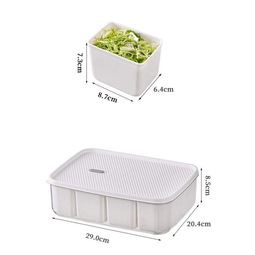 Cutie pentru depozitare alimente, 8 compartimente cu capac, material pet+pp, 29 x 20 x 9 cm, alb/transparent [4]