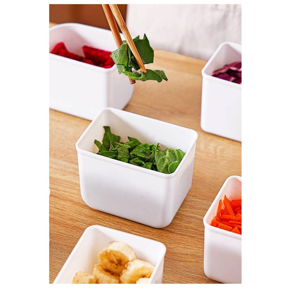 Cutie pentru depozitare alimente, 8 compartimente cu capac, material pet+pp, 29 x 20 x 9 cm, alb/transparent [7]