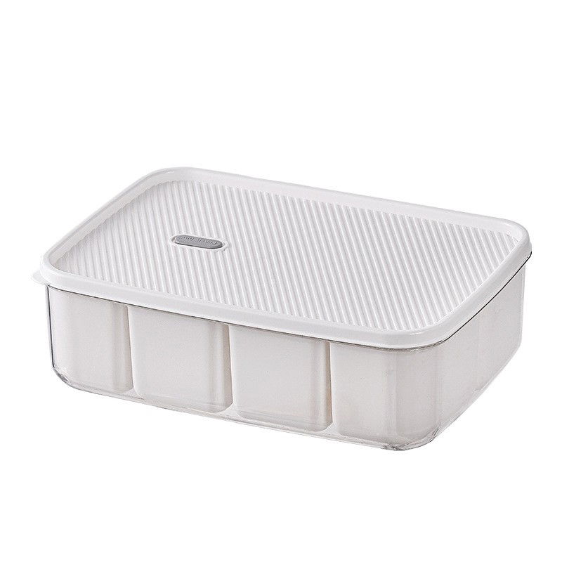 Cutie pentru depozitare alimente, 8 compartimente cu capac, material pet+pp, 29 x 20 x 9 cm, alb/transparent [14]