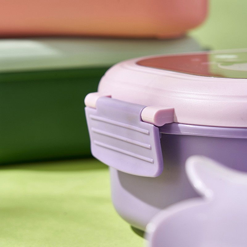 Cutie pentru pranz sau gustari, cu doua compartimente, pentru copii si adulti, etansare, pp, perfect pentru scoala si birou, 1000 ml, 22.5x14.5x8 cm, mov [8]