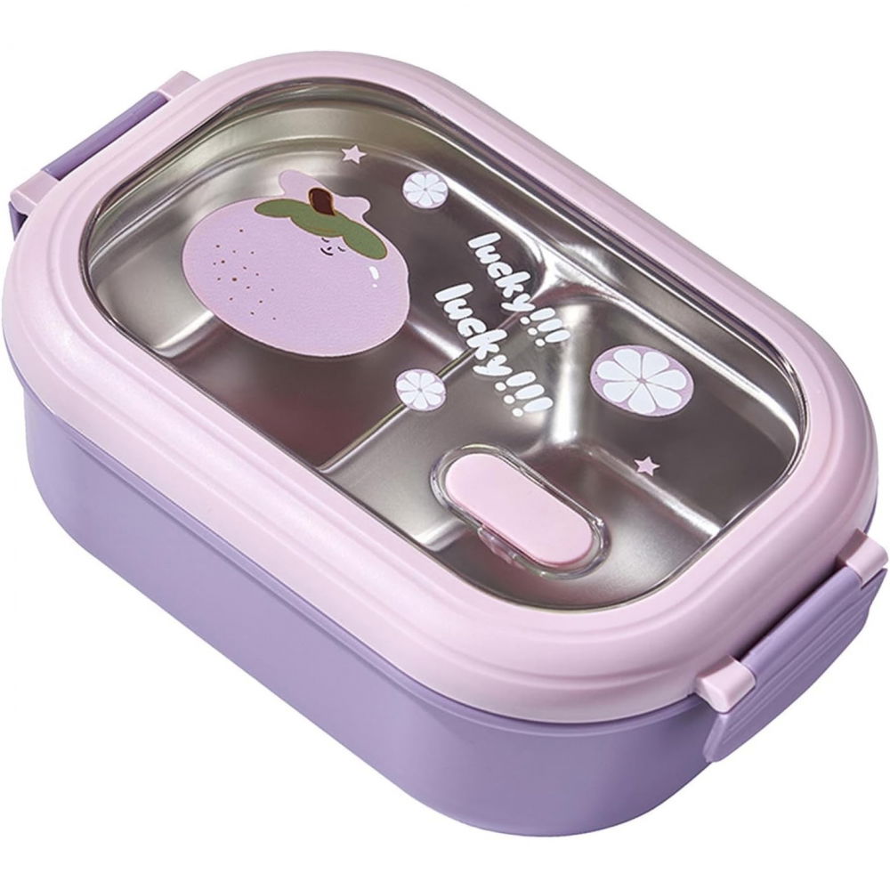 Cutie pentru pranz sau gustari, cu doua compartimente, pentru copii si adulti, etansare, pp, perfect pentru scoala si birou, 1000 ml, 22.5x14.5x8 cm, mov [6]