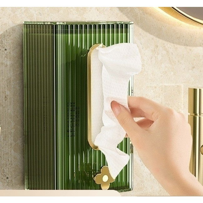 Cutie suport servetele eleganta  cu montare pe perete sau dulap, material plastic dur, 21.3 x 8.7 x 12 cm, verde [10]