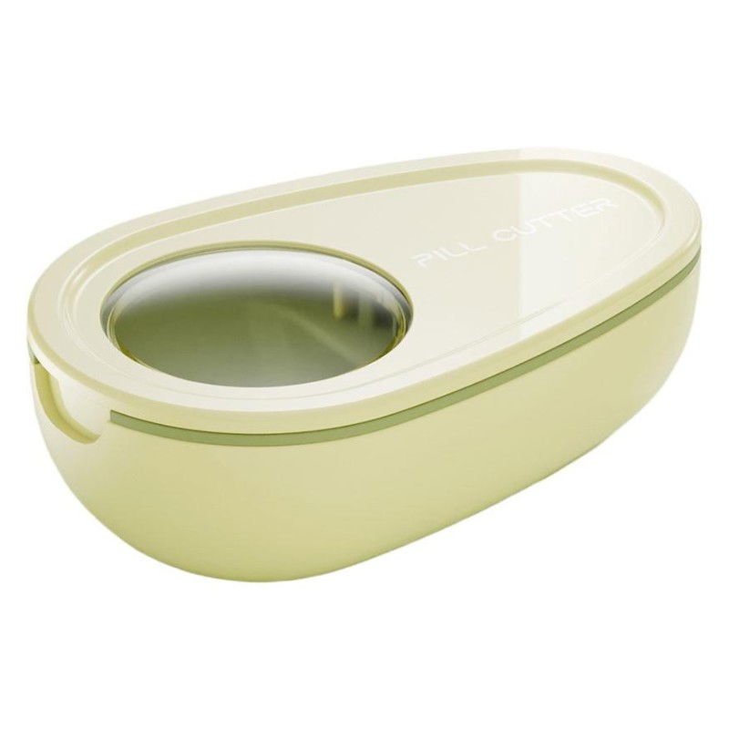 Cutie taiat pastile si depozitare medicamente, galbena, 8x5x2.65 cm, compacta si portabila, ideala pentru calatorii [1]