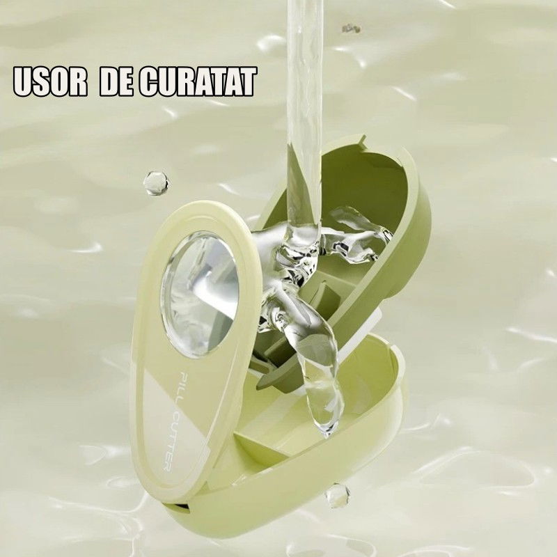 Cutie taiat pastile si depozitare medicamente, galbena, 8x5x2.65 cm, compacta si portabila, ideala pentru calatorii [5]