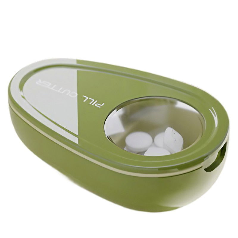 Cutie taiat pastile si depozitare medicamente, verde, 8x5x2.65 cm, compacta si portabila, ideala pentru calatorii [3]