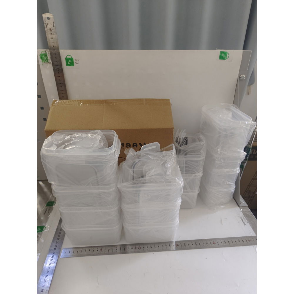 Cutii de depozitare alimente, set din 14 cutii pentru condimente, cereale, cutii pentru bucatarie, din plastic pp, cutii alimentare, diferite dimensiuni, transparente [5]